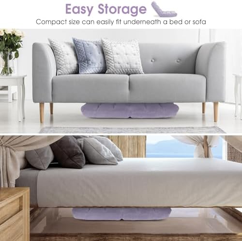 S AFSTAR Cushioned Floor Chair, 14-Position Adjustable Padded Lazy Recliner with Comfortable Back Support and Skin-Friendly Cover, Great for Reading, Playing Game, Meditating (Light Purple)