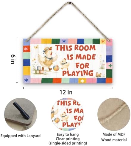 PHAMTE Chicken Farm Nursery Kids Playroom Wood Sign Plaque Décor 12x6 In