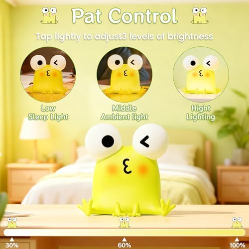FAMIDUO Frog Night Light for Kids, Funny LED Squishy Animal Silicone Lamp