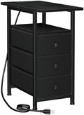 LOAKEKEL Narrow Side Table, Small End Table with Charging Station