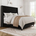 Full Upholstered Bed Frame, 55.4'' Tall Headboard with Wingback