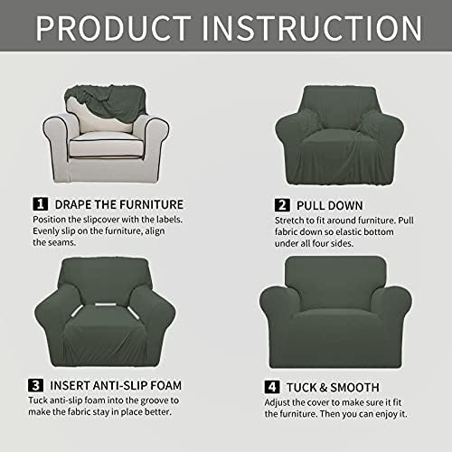 Easy-Going Stretch Oversized Chair Slipcover with Arm Washable Olive Green