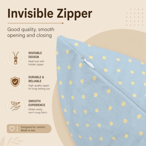Cute Blue Yellow Polka Dot Room Decor Pillow Cover 18x18