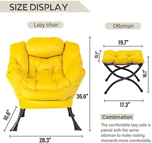 LITA Lazy Chair with Ottoman, Comfy Accent Reading Chair