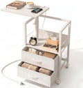 Faesun Night Stand with Charging Station & Swivel Top, White