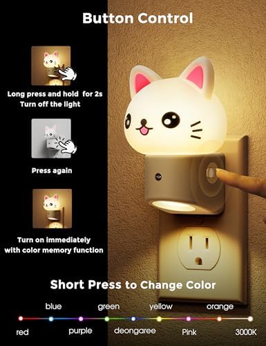 L LOHAS LED Night Light for Kids, 3D Cat Night Light Plug in