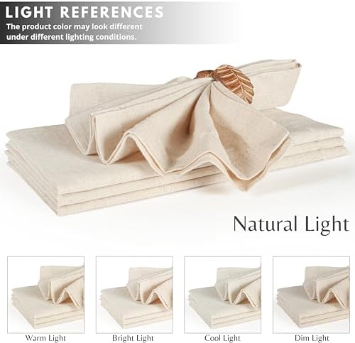 Ramanta Home Natural Linen Flax Cloth Napkins Set of 4, 18x18 Inches