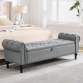 67 Inch Storage Bench for Bedroom, Linen End of Bed Bench, King Size Bench with Rolled Arms, Upholstered Tufted Button Storage Ottoman Benches, Living Room, Entryway, Oyster Grey