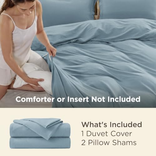 Bedsure Duvet Cover Queen Size, Double Brushed Bedding Set, Mineral Blue