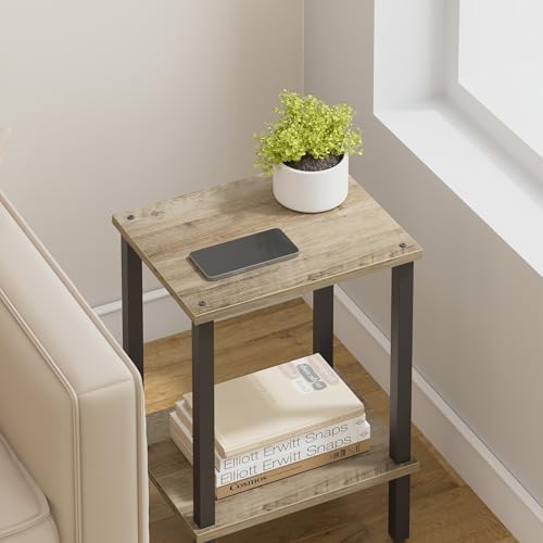 TUTOTAK End Table, Side Table, Nightstand, 2-Tier Storage Shelf
