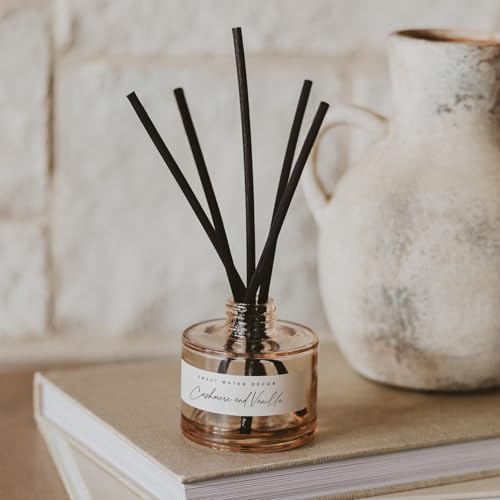 Sweet Water Decor Cashmere and Vanilla Reed Diffuser – Room Decor Aesthetic with Long-Lasting Premium Fragrance of Milky Coconut, Jasmine, Soft Cashmere, and Pear, for 4 Months – Ideal for Home Decor