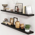 fuqing 48 Inch Floating Shelves, 6.7 Inch Deep Black Wall Shelves Set of 2