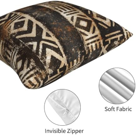 Brown Geometric Decorative Throw Pillow Covers 18x18 Inch Set of 4