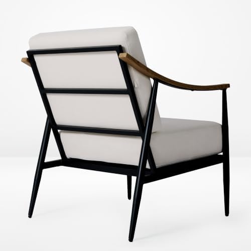 RNKSFX Modern Accent Chairs Set of 2 for Living Room Bedroom Mid Century Arm Chairs Upholstered Office Accent Chairs Comfy Waiting Room Chairs with Metal Frame, Cream White
