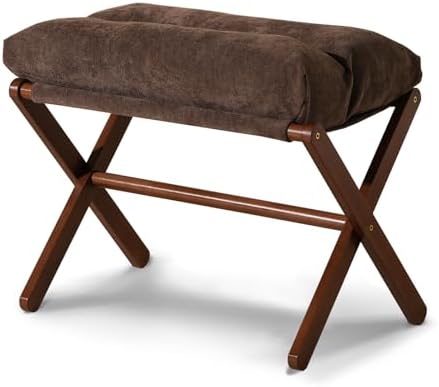 Baveke Foldable Ottoman Foot Rest for Chair, Small Foot Stools Ottoman for Home Decor, Space-Saving Foot Rest for Couch Living Room, Bedroom, Entryway（Brown）