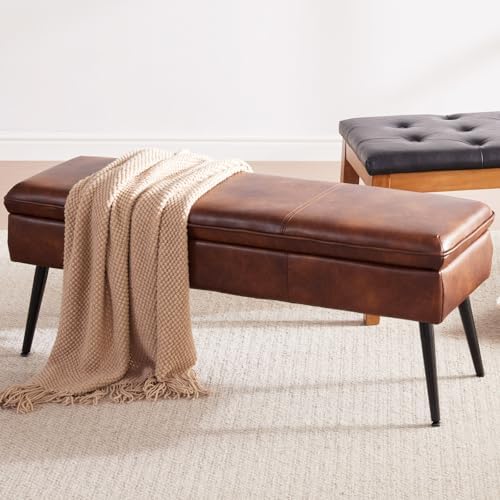 Ottoman with Storage Bench, Upholstered Large Entry Bench Brown