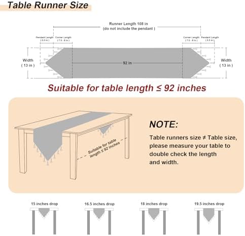 Loom and Mill Damask Floral Table Runner 108 Inches Long, Light Coffee