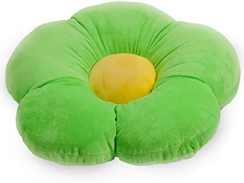 Butterfly Craze Flower-Shaped Floor Pillow - Machine Washable Plush Microfiber Cozy Area Pillow - Reading Floor Cushion for Kids - Toddler Lounger & Kids Tent Seating - Medium 20 in, Green