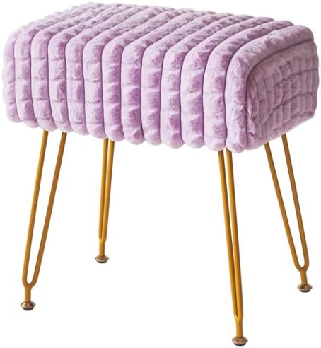 IBUYKE Makeup Vanity Chair, Rectangular Footrest Stool, Purple WBD003V