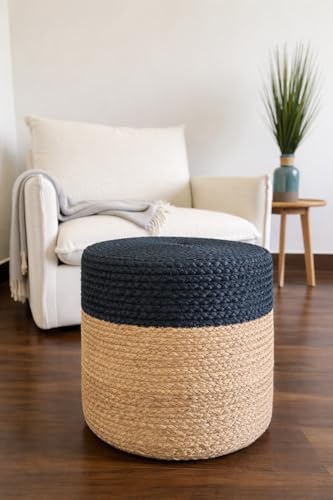 Pouf Ottoman 100% Jute Braided Pouffe (16"x16"x16")