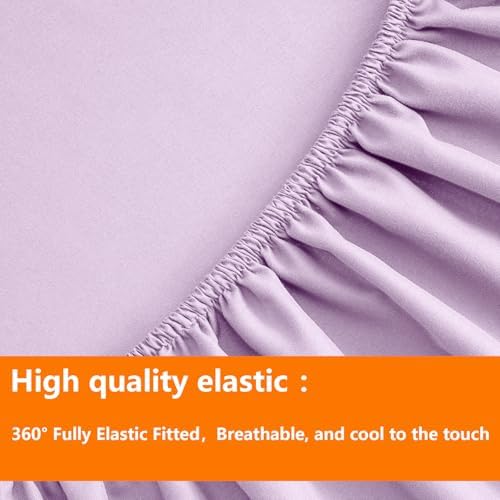 TAIMIT Light Purple Queen Size Comforter Set - 7 Pieces, Bed in a Bag Bedding Sets with All Season Soft Quilted Warm Fluffy Reversible Comforter,Flat Sheet,Fitted Sheet,2 Pillow Shams,2 Pillowcases