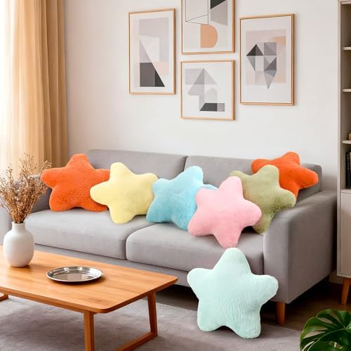 Beeveer 8 Pack Star Shaped Throw Pillow Plush Bulk Decorations, Classic