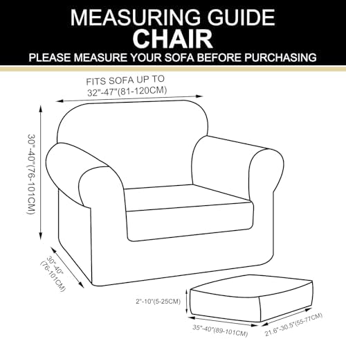 2 Pieces Stretch Chair Cover For Sofa Slipcover, 1 Seat, Brown