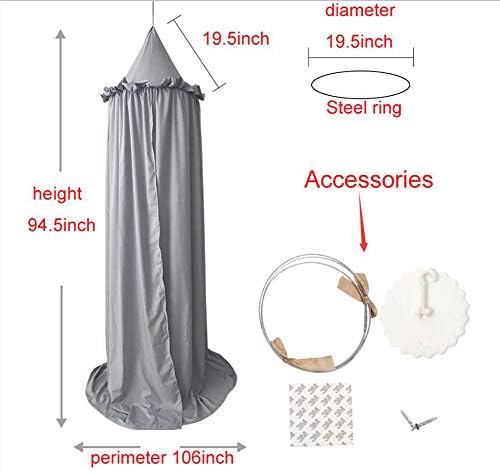Mengersi Bed Canopy for Girls, Round Dome Canopy Curtains Room Decoration Princess Castle, Dreamy Mosquito Net Bedding (Sage Green)