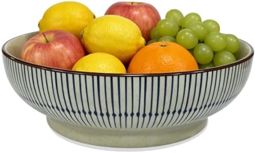 10" Large Ceramic Fruit Bowl for Kitchen Counter & Dining Room Table