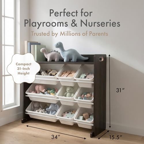 Humble Crew Kids Toy Organizer with Display Shelf, 9 Bins, 3 Tier Storage