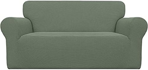 Easy-Going Stretch Oversized Loveseat Couch Covers Washable Greyish Green