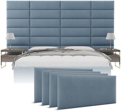 Vänt Wall Mounted Headboard Panels, Queen/Full, Micro Suede Blue