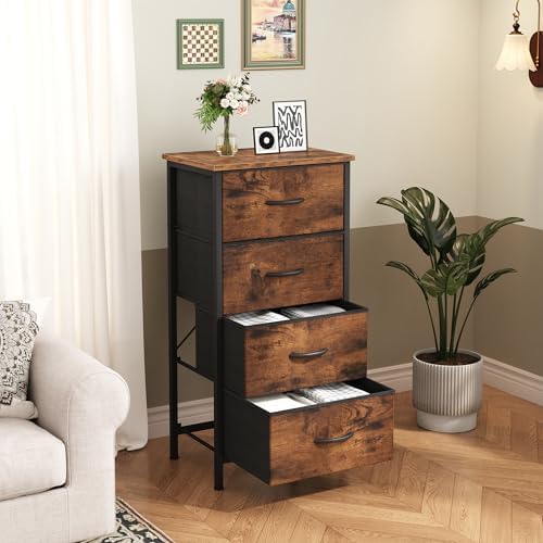 Sweetcrispy 4 Drawer Dresser, Tall Storage Cabinet for Bedroom and Closet