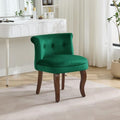 WUTUTUEE Velvet Vanity Chair with Back, Tufted Upholstered Vanity Stool with Solid Wood Legs, Mid Century Small Makeup Chair for Vanity, Accent Chair for Bedroom, Living Room, Green