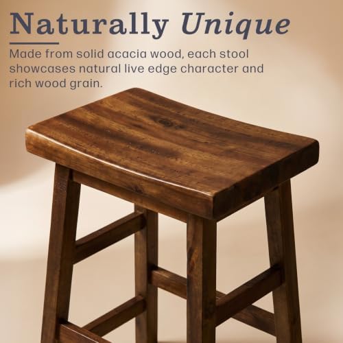 Alaterre Furniture Durango Solid Wood Rustic Single Bar Stool, Natural, 26”