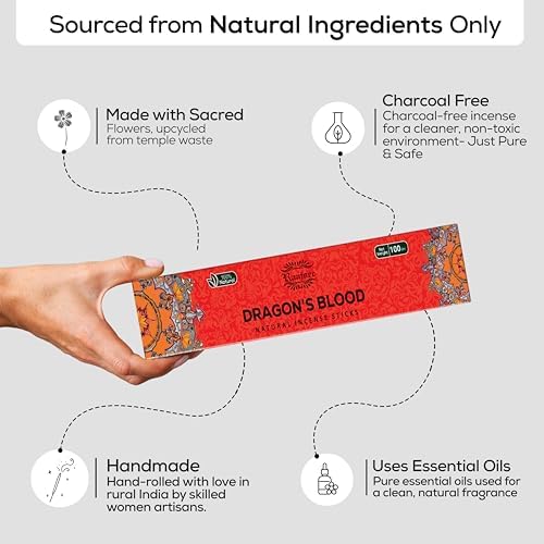 Raajsee Dragons Blood Incense Sticks (180 gm), 100% Pure Organic Natural Hand Rolled Free from Chemicals, (Pack of 12) Visit the raajsee Store