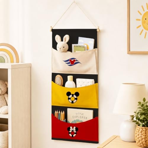 3-Pocket Hanging Wall Organizer, Nautical Lifebuoy Design for Boys' Bedroom