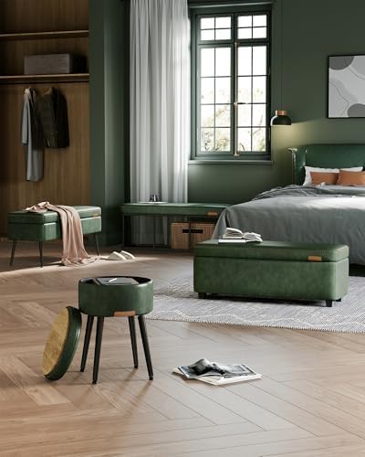 VASAGLE Storage Ottoman Bench with Stitching, PU Leather, Entryway Bedroom