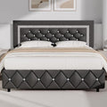 BarnFurin Queen Bed Frame with Diamond Tufted Headboard, Grey