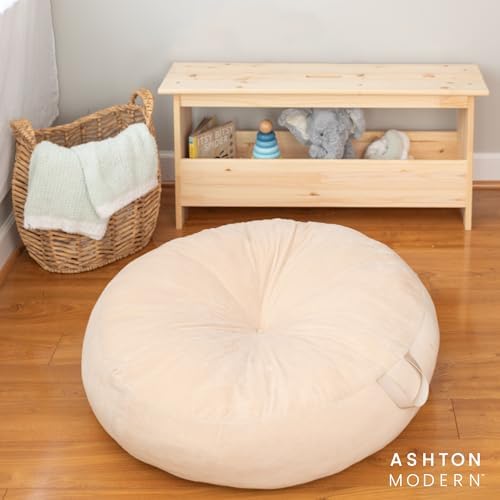 Large Floor Cushion for Kids, 32 Inch Round - Tan