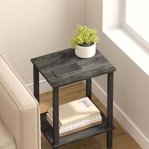 TUTOTAK End Table, Set of 2, Side Table, Nightstand, 2-Tier Storage Shelf
