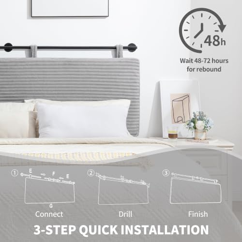 UEV King Headboard Only, Wall Mounted Hanging Upholstered Bed Head Board