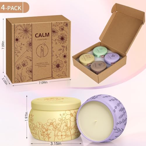 Scented Candles Gift Set for Women, 17.6oz, 4 Pack Soy Wax for Home Scented