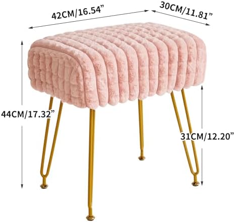IBUYKE Makeup Vanity Chair, Rectangular Footrest Stool, Pink WBD003P