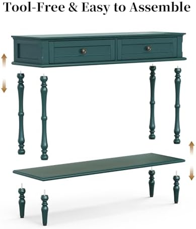 ARTPOWER Console Table for Entryway with 2 Drawers, 10 mins Assembly, Green