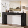 Solid Wood Console Table, 63-Inch Farmhouse Sofa Table Behind Couch for Entryway, Living Room, Foyer, Easy Assembly (Black)