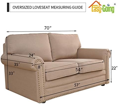 Easy-Going Stretch Oversized Loveseat Couch Covers Washable Khaki