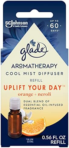 Glade Essential Oil Diffuser Refill, Use with Cool Mist Aromatherapy Diffuser, Air Freshener for Home, Uplift Your Day Scent with Notes of Orange & Neroli, 0.56 Fl Oz
