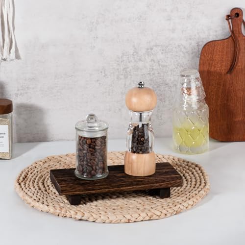 Bathroom Sink Tray Wood Riser Display Kitchen Decor Soap Holder, Dark Brown