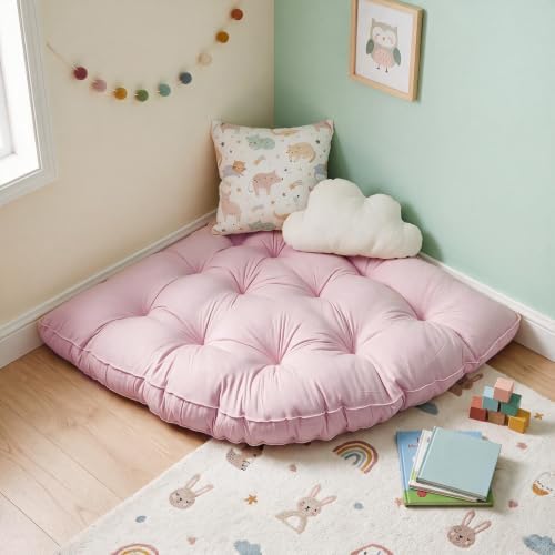 ShowyLive Large Corner Floor Cushion, 39.37" Radius Corner Kids Rug